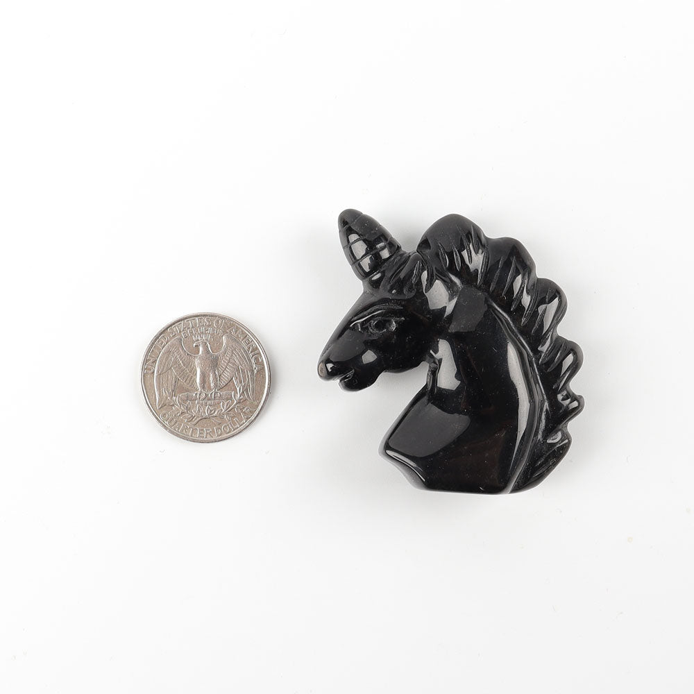 2 Inch Black Obsidian Unicorn Crystal Carving