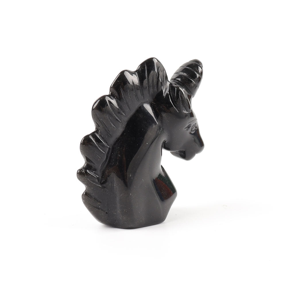 2 Inch Black Obsidian Unicorn Crystal Carving