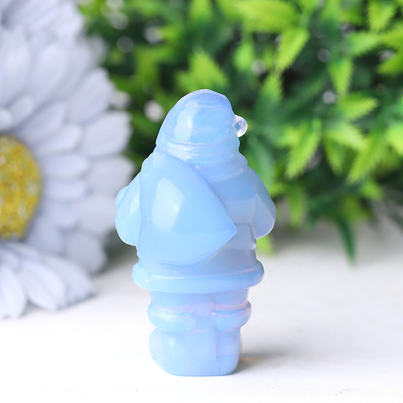 2 Zoll große blaue Opalit-Weihnachtsmann-Kristallfigur
