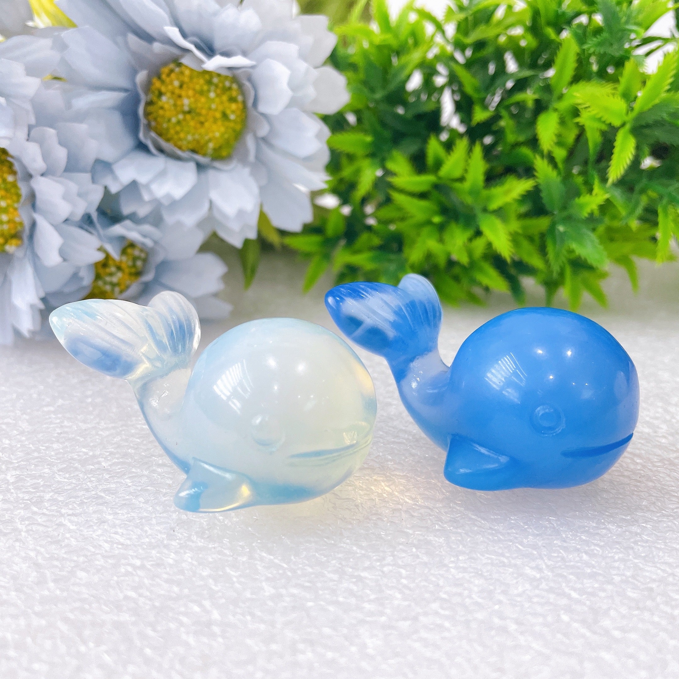 2 inch Blue Opalite Whale Crystal Carving Figurine