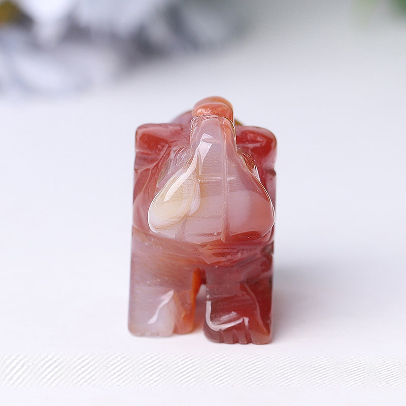 2-inch Carnelian Elephant Crystal Figurine for Energy Balance