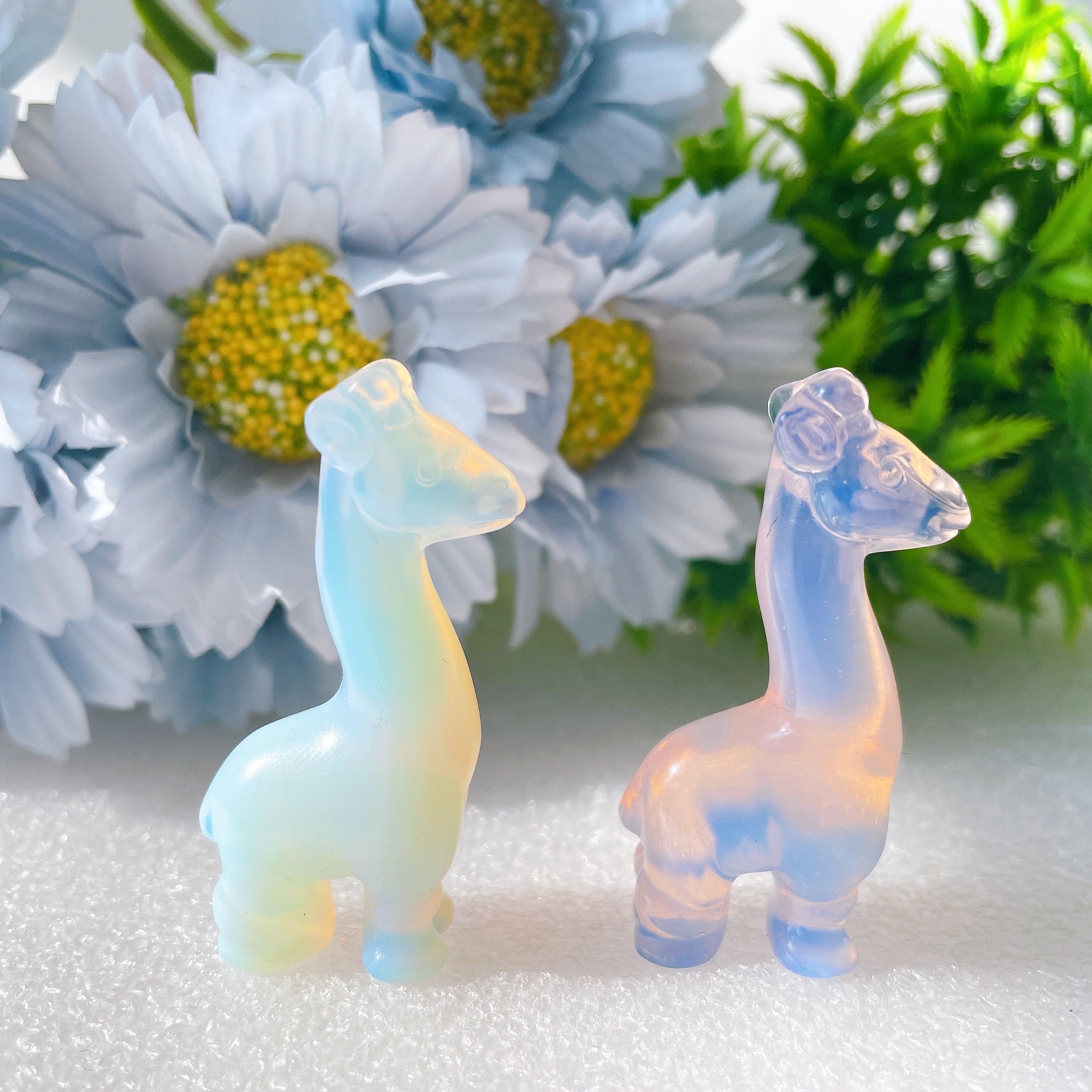 2 inch Pink Opalite Giraffe Crystal Animal Carving