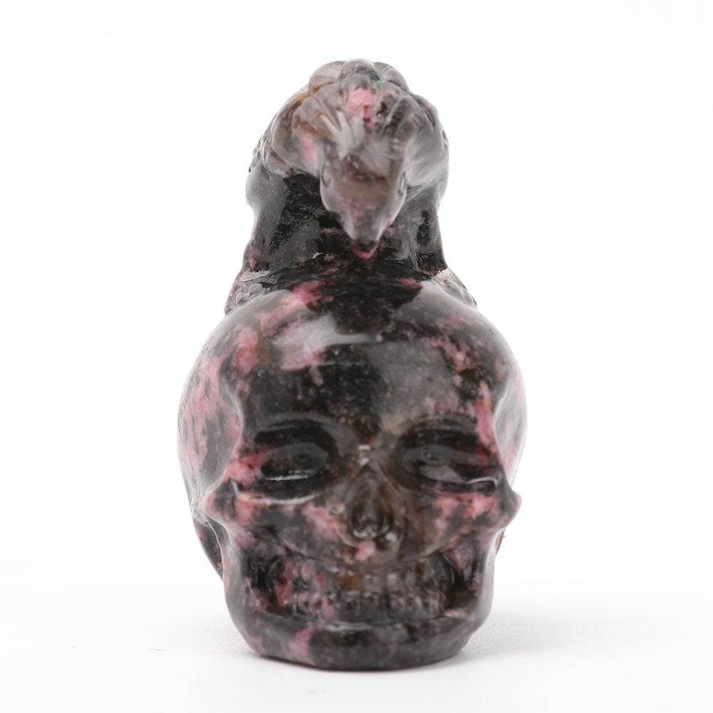 2-inch Polished Rhodonite Crystal Skull Carving for Healing