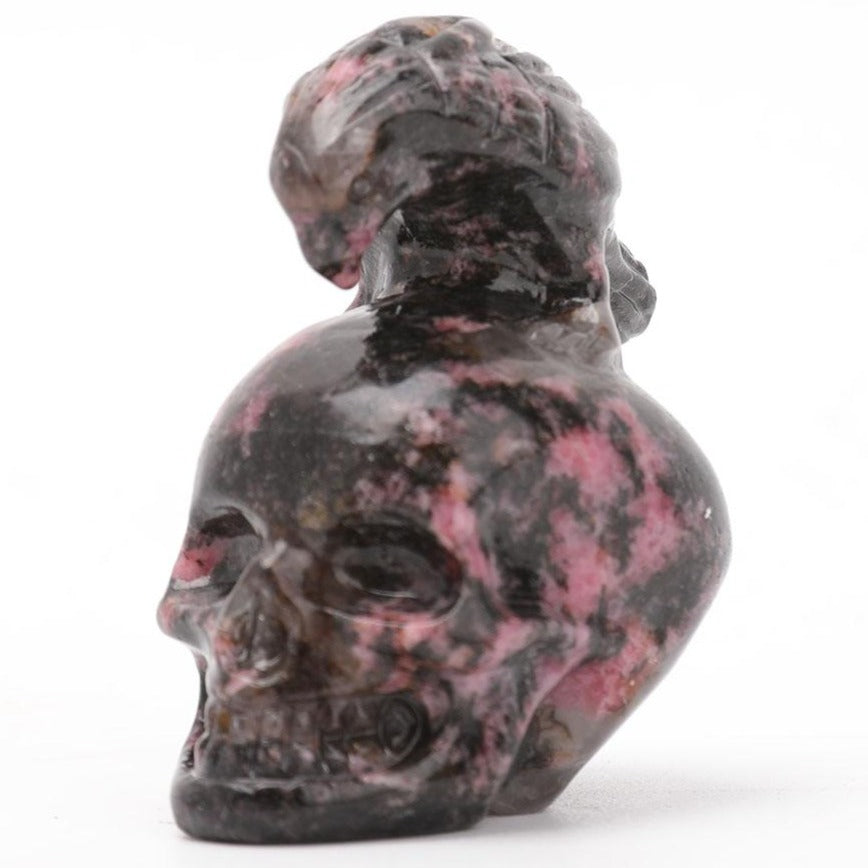 2-inch Polished Rhodonite Crystal Skull Carving for Healing