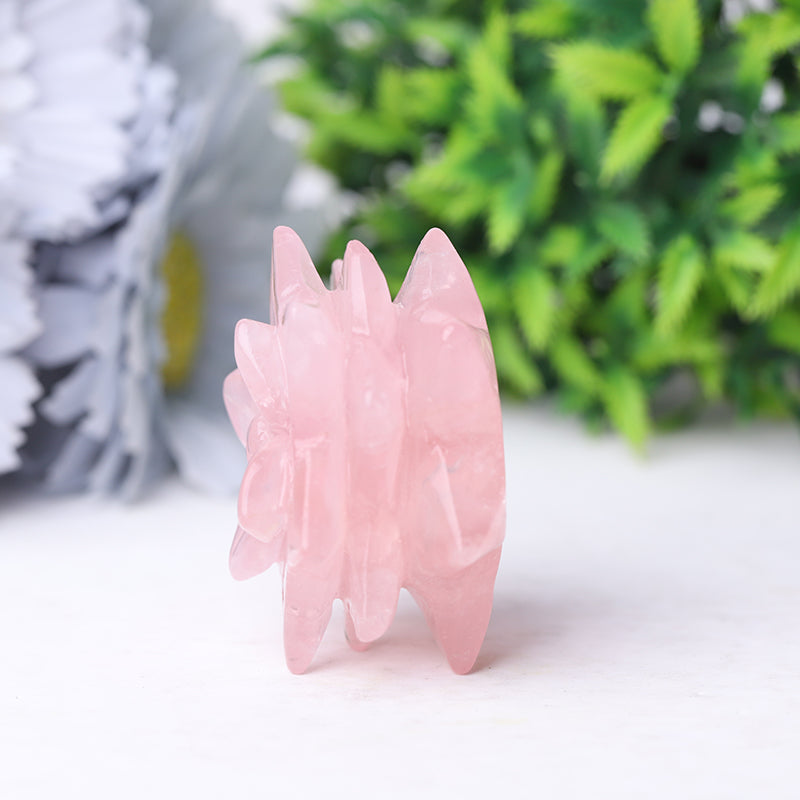 2-inch Rose Quartz Succulent Crystal Figurine Carving