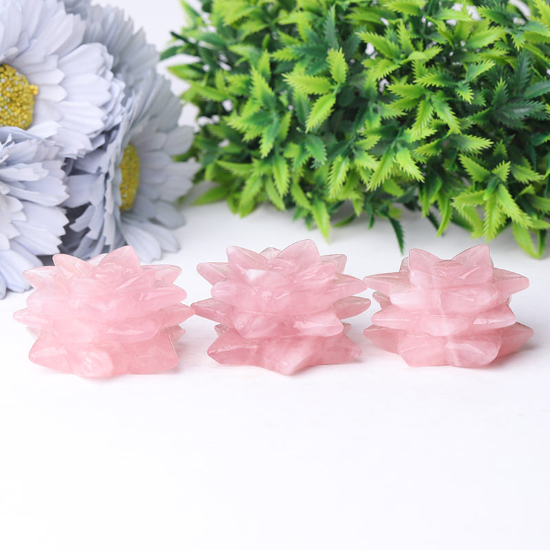2-inch Rose Quartz Succulent Crystal Figurine Carving