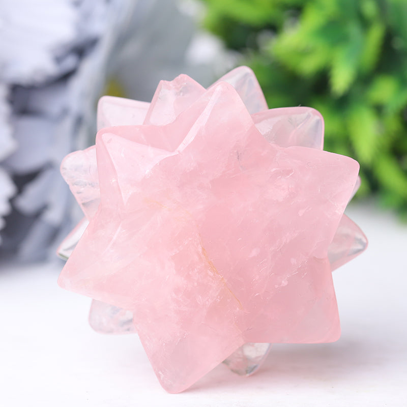 2-inch Rose Quartz Succulent Crystal Figurine Carving