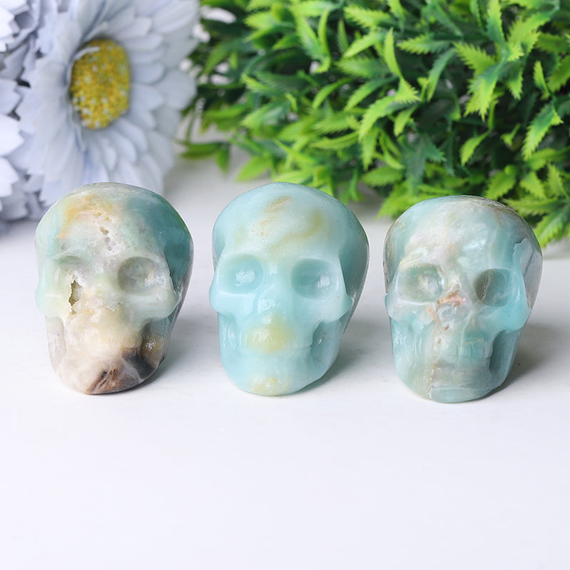 2 inch Sky Blue Crystal Skull Carving for Energy Healing