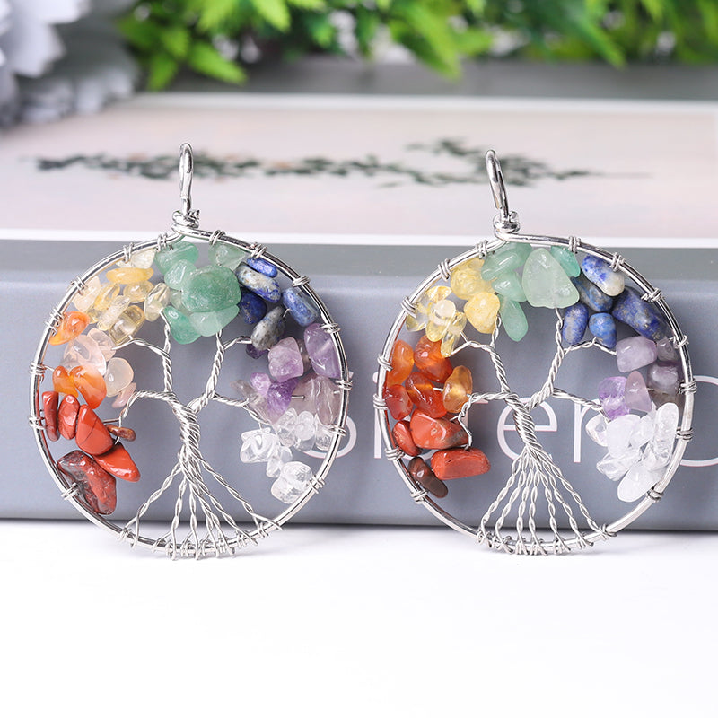 2-inch Tree of Life Mixed Crystal Pendant for Spiritual Growth