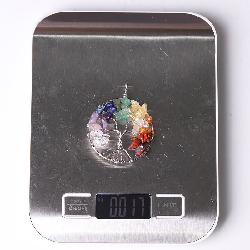 2-inch Tree of Life Mixed Crystal Pendant for Spiritual Growth