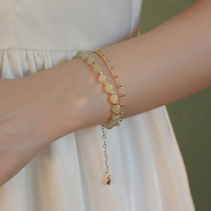 2-lagiges Hetian-Jade-Armband für Glück und Wohlstand