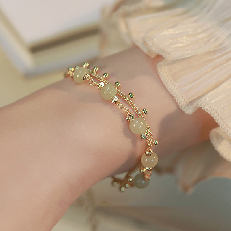 2-lagiges Hetian-Jade-Armband für Glück und Wohlstand