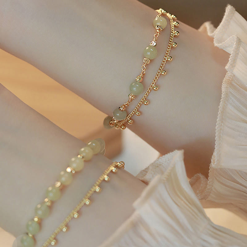 2-lagiges Hetian-Jade-Armband für Glück und Wohlstand