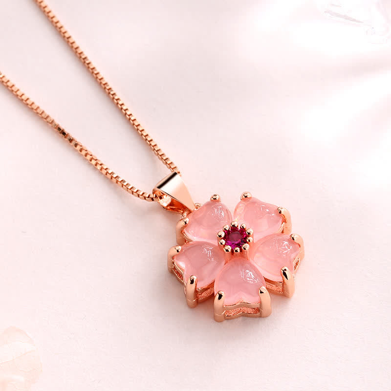 Pink Crystal Love Heart Necklace | Soothing Copper Pendant