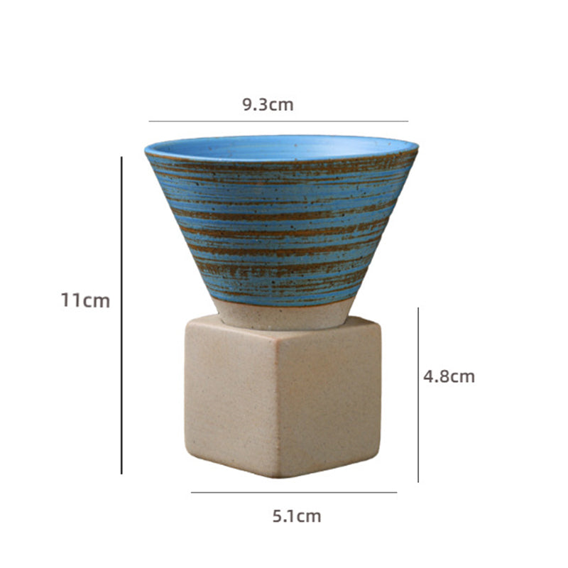 200 ml Vintage-Kaffeetasse aus Keramik mit Farbverlauf und Boden | Zen-Dekor