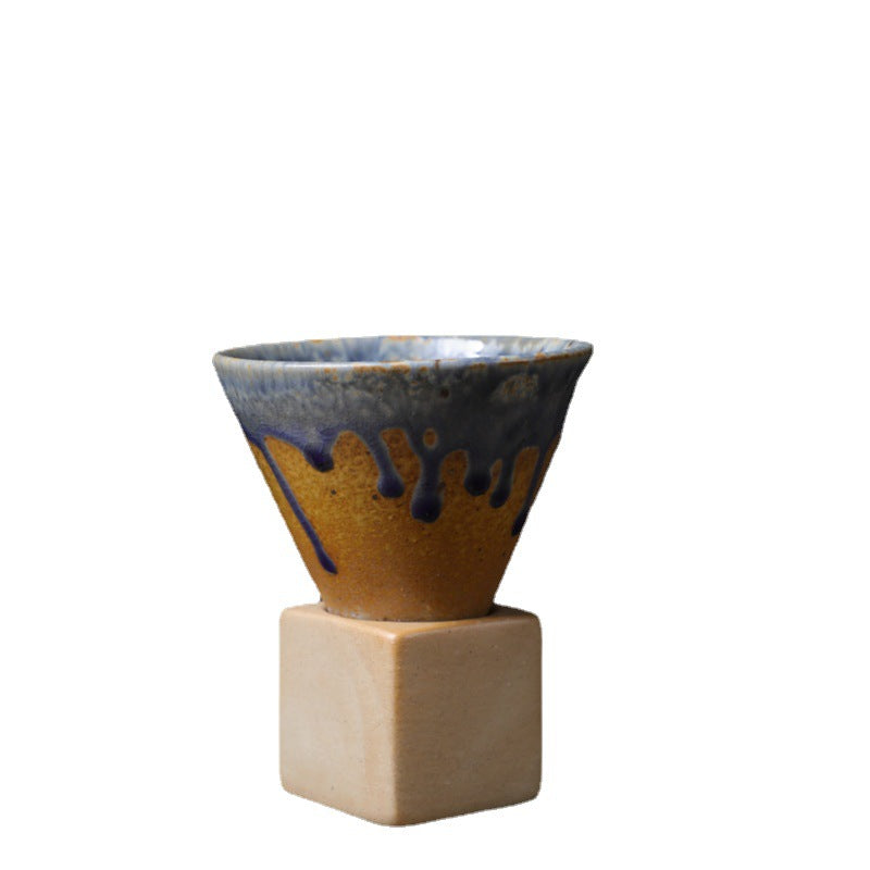 200 ml Vintage-Kaffeetasse aus Keramik mit Farbverlauf und Boden | Zen-Dekor