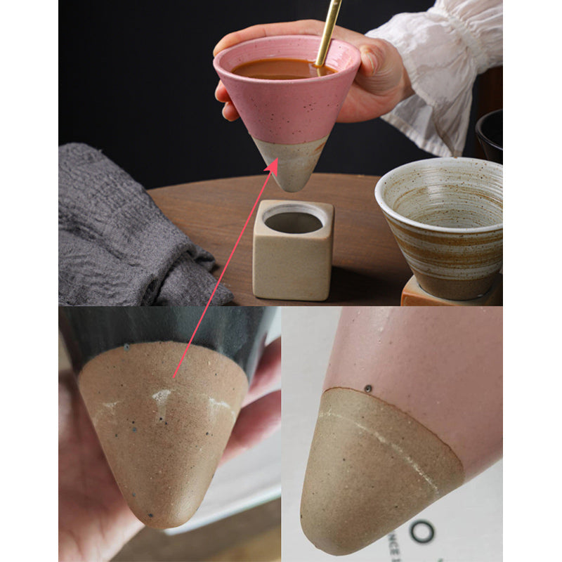 200 ml Vintage-Kaffeetasse aus Keramik mit Farbverlauf und Boden | Zen-Dekor