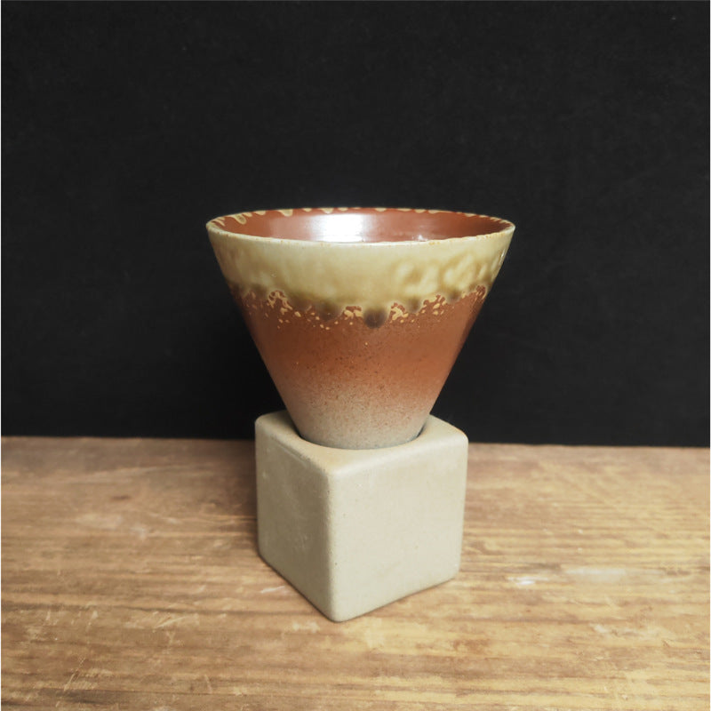 200 ml Vintage-Kaffeetasse aus Keramik mit Farbverlauf und Boden | Zen-Dekor