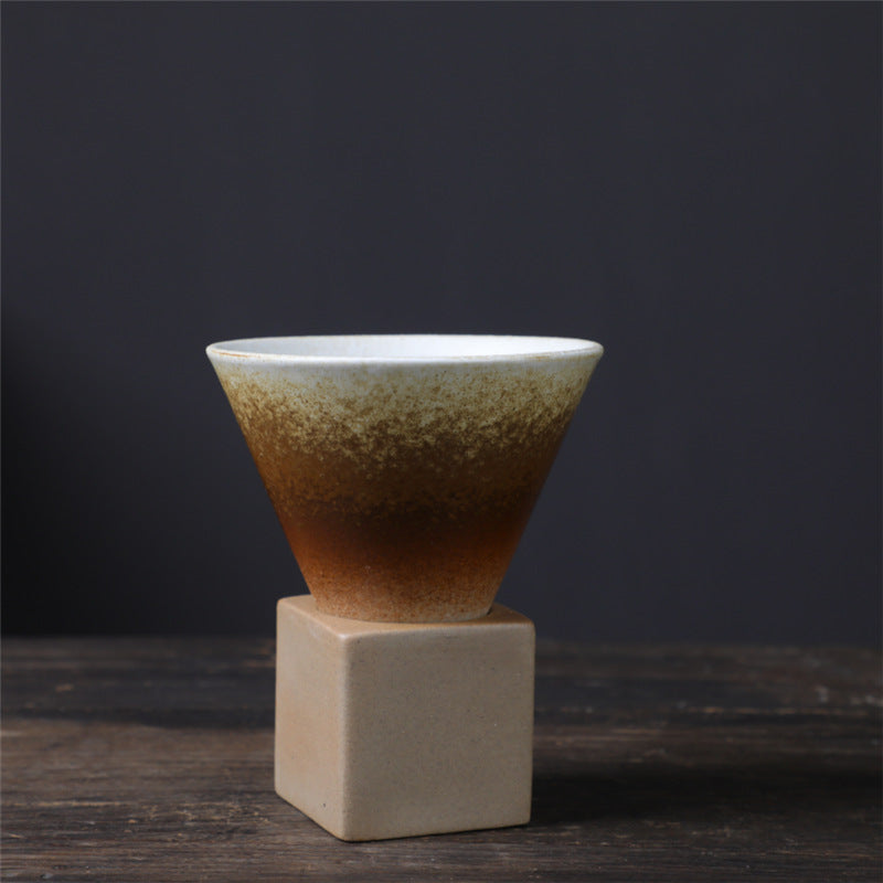 200 ml Vintage-Kaffeetasse aus Keramik mit Farbverlauf und Boden | Zen-Dekor