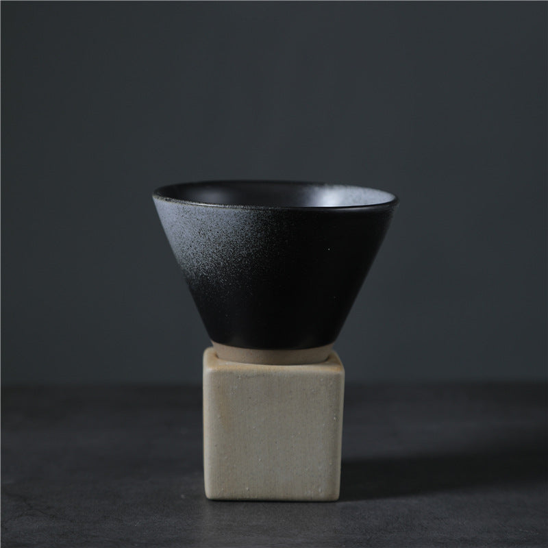 200 ml Vintage-Kaffeetasse aus Keramik mit Farbverlauf und Boden | Zen-Dekor