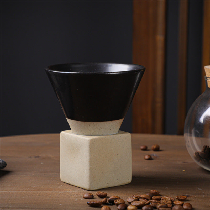 200 ml Vintage-Kaffeetasse aus Keramik mit Farbverlauf und Boden | Zen-Dekor