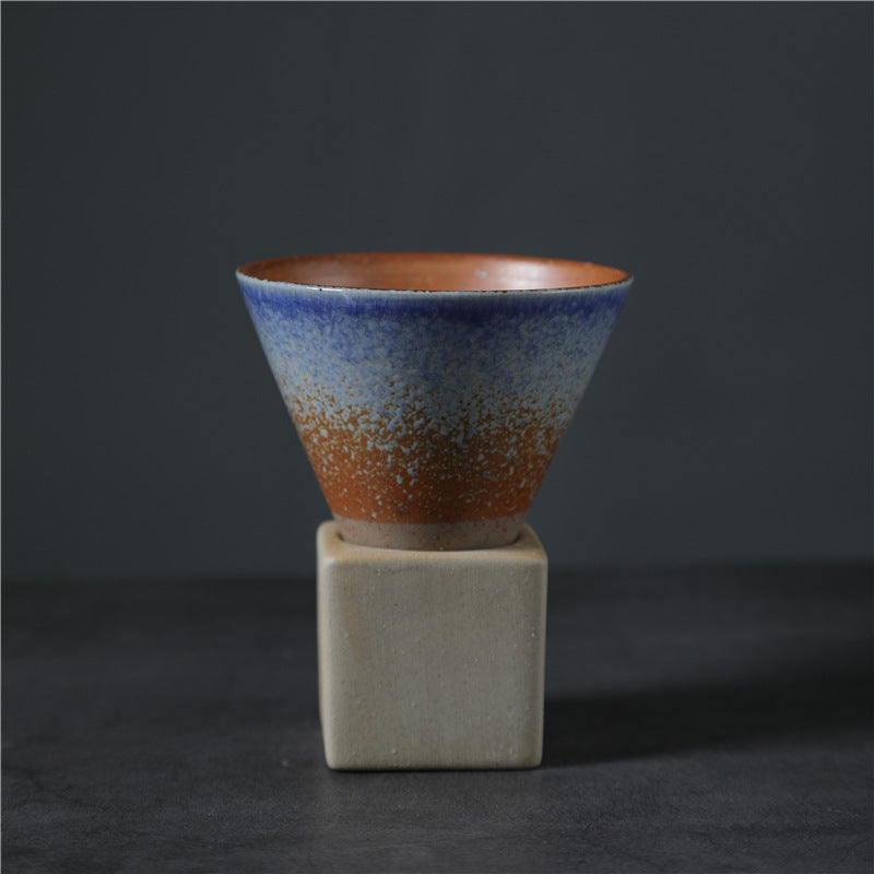 200 ml Vintage-Kaffeetasse aus Keramik mit Farbverlauf und Boden | Zen-Dekor