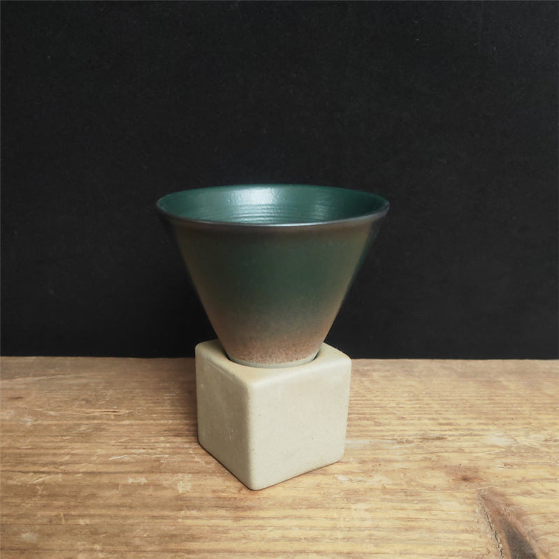 200 ml Vintage-Kaffeetasse aus Keramik mit Farbverlauf und Boden | Zen-Dekor