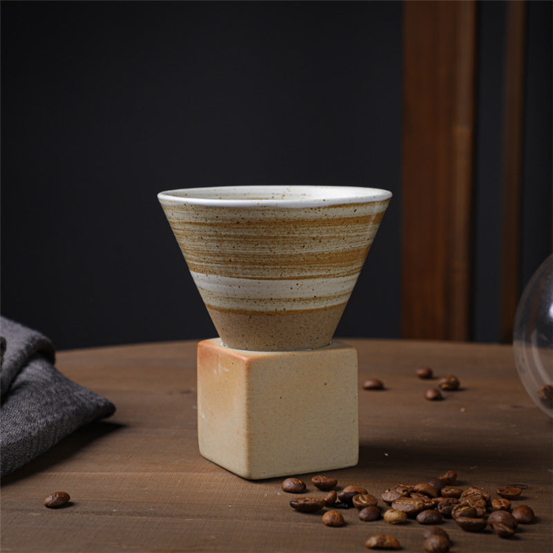 200 ml Vintage-Kaffeetasse aus Keramik mit Farbverlauf und Boden | Zen-Dekor