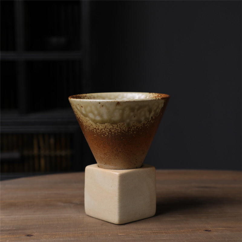 200 ml Vintage-Kaffeetasse aus Keramik mit Farbverlauf und Boden | Zen-Dekor