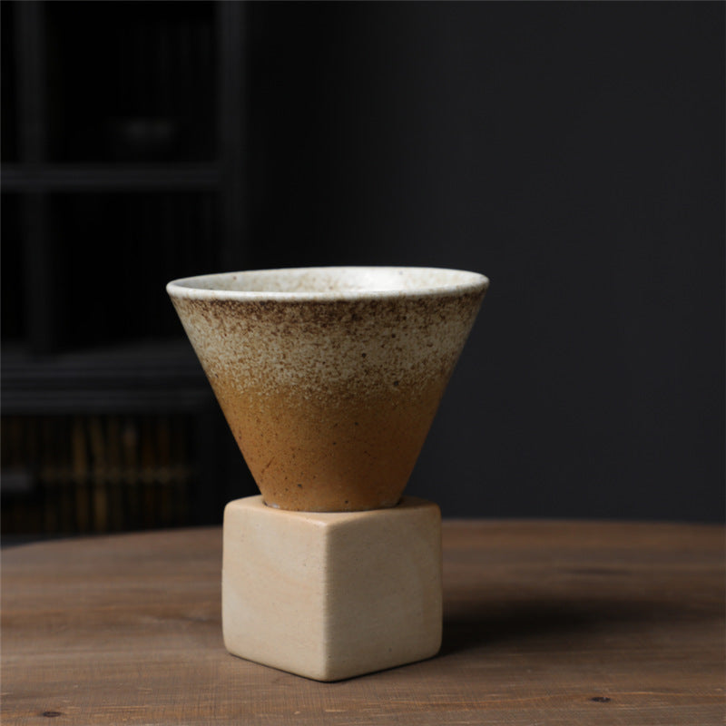 200 ml Vintage-Kaffeetasse aus Keramik mit Farbverlauf und Boden | Zen-Dekor