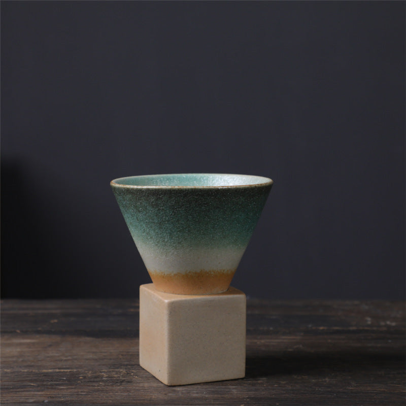 200 ml Vintage-Kaffeetasse aus Keramik mit Farbverlauf und Boden | Zen-Dekor