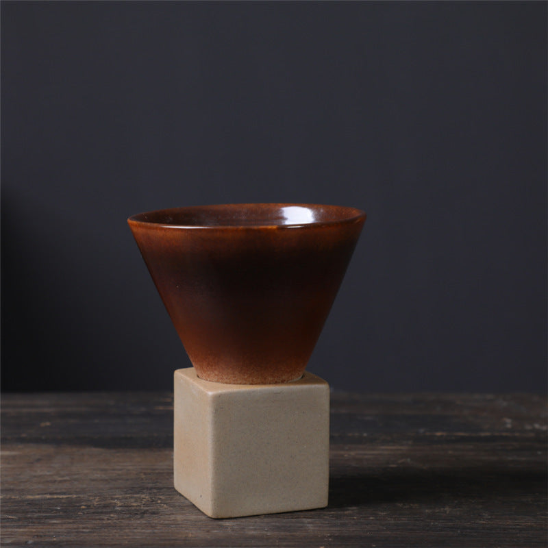 200 ml Vintage-Kaffeetasse aus Keramik mit Farbverlauf und Boden | Zen-Dekor