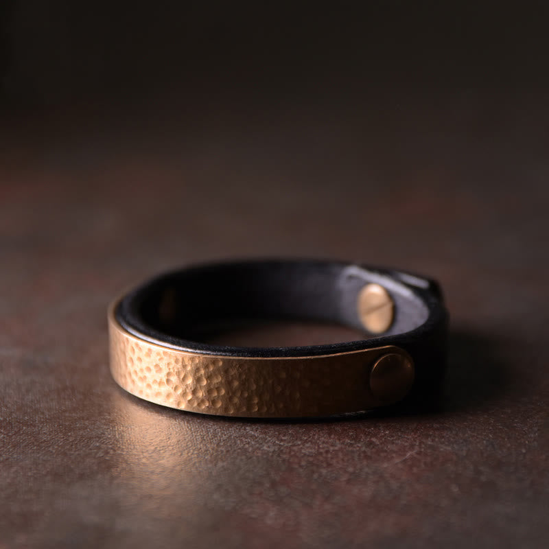 Vintage Copper Leather Wealth Bracelet for Spiritual Prosperity