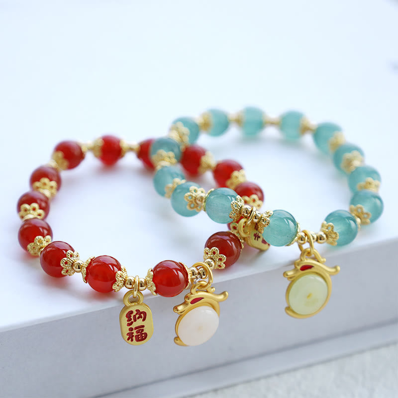8mm Green Aventurine Lucky Fortune Dragon Bracelet