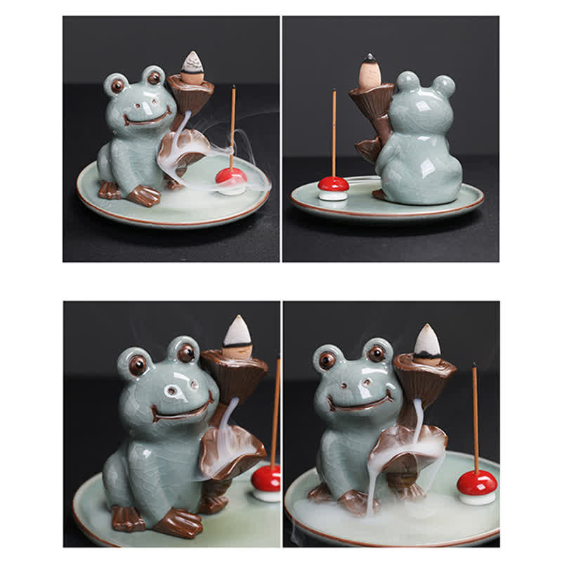 Ceramic Meditation Frog Incense Burner for Serenity