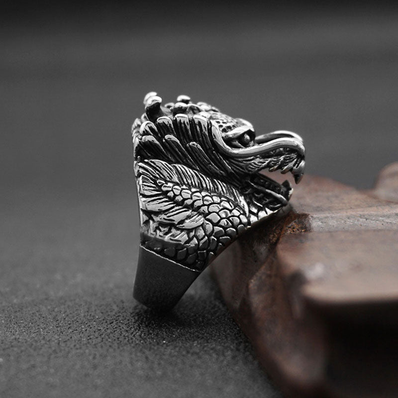 Dragon Balance Titanium Steel Ring for Mental Clarity