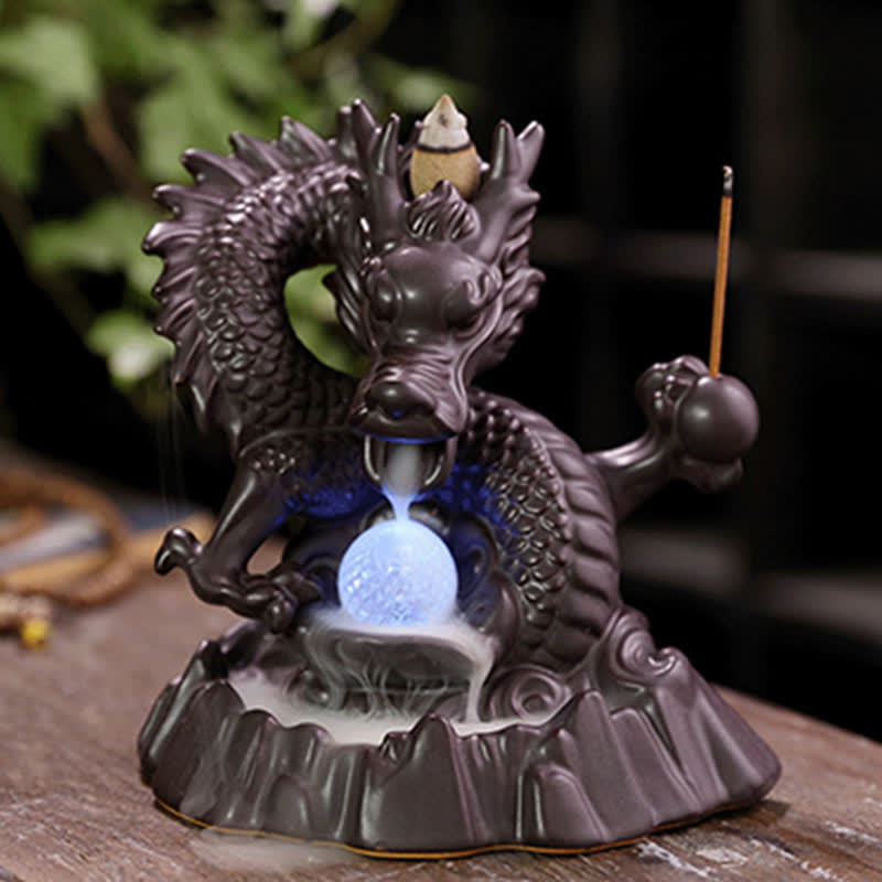 Auspicious Dragon Ceramic Backflow Smoke Incense Burner