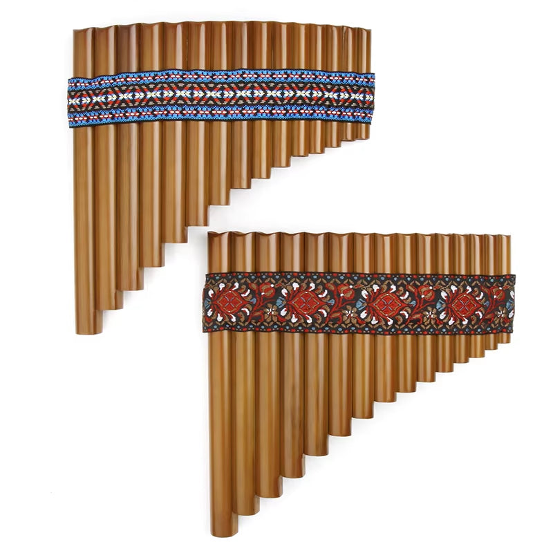 Bamboo Woodwind Instrument Romanian Style Paste the Cloth Strip Handmade Production 15 Pipes Panflute G Key