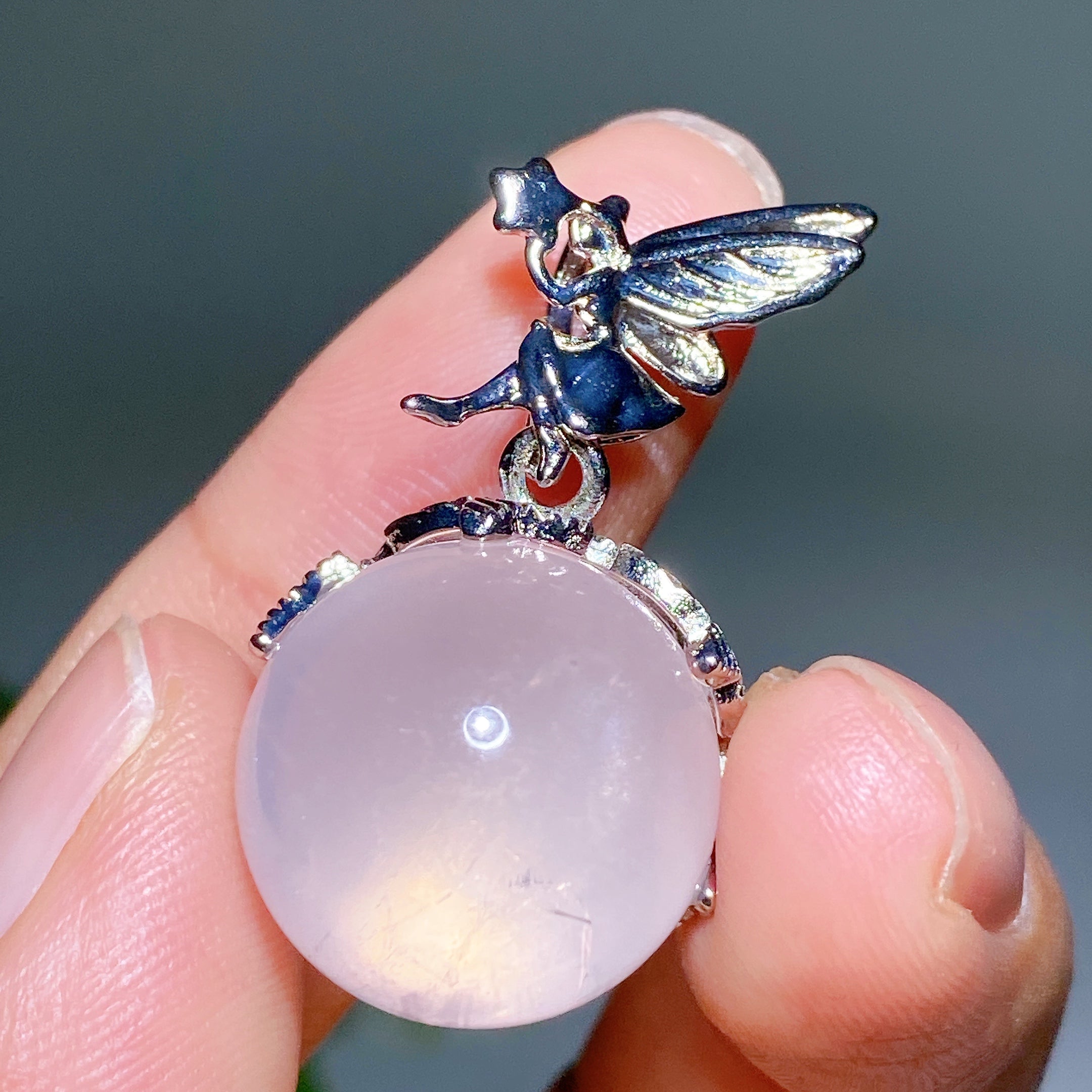 20mm Amethyst Rose Quartz Fairy Pendant Crystal Healing