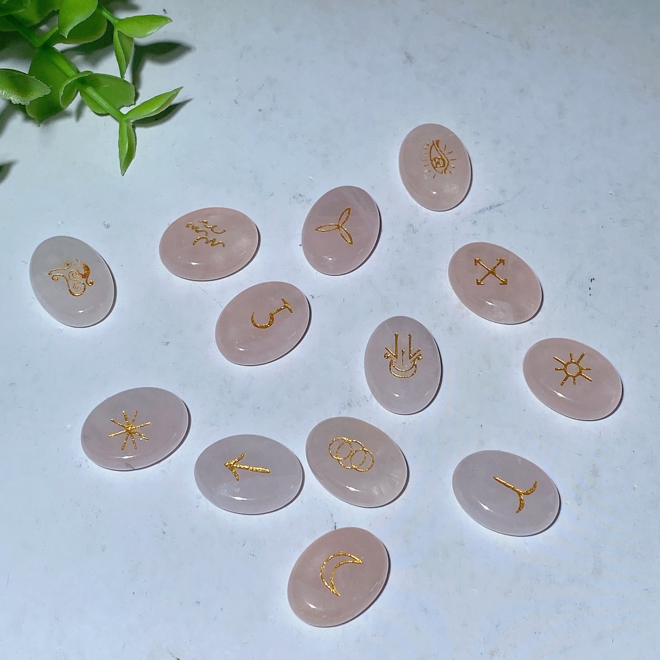 20mm Crystal Runes with Golden Printing for Healing