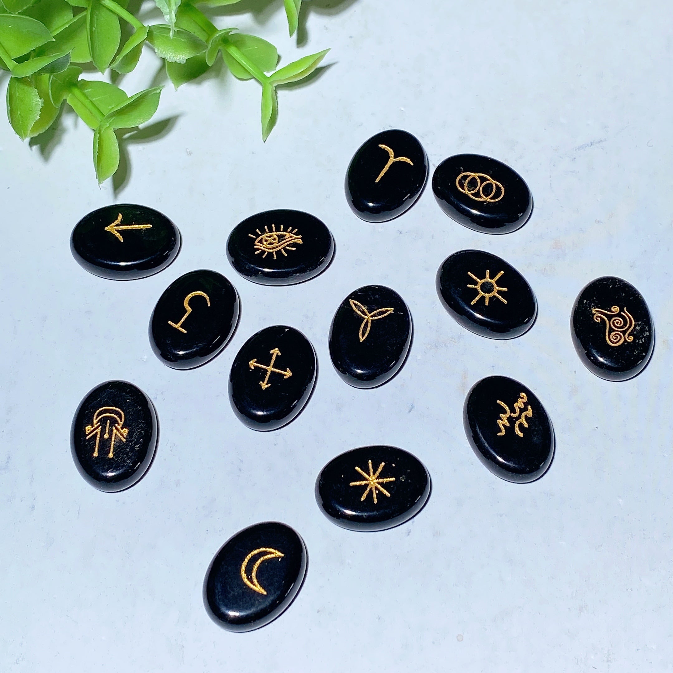 20mm Crystal Runes with Golden Printing for Healing