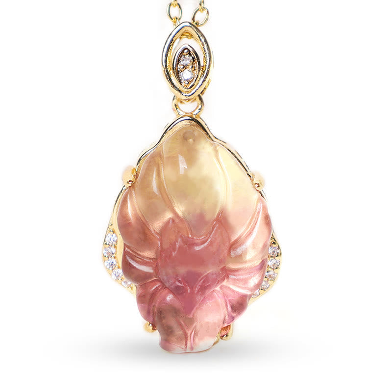 20 mm Fluorit-Schutzhalskette mit neunschwänzigem Fuchs