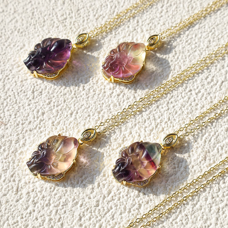 20 mm Fluorit-Schutzhalskette mit neunschwänzigem Fuchs