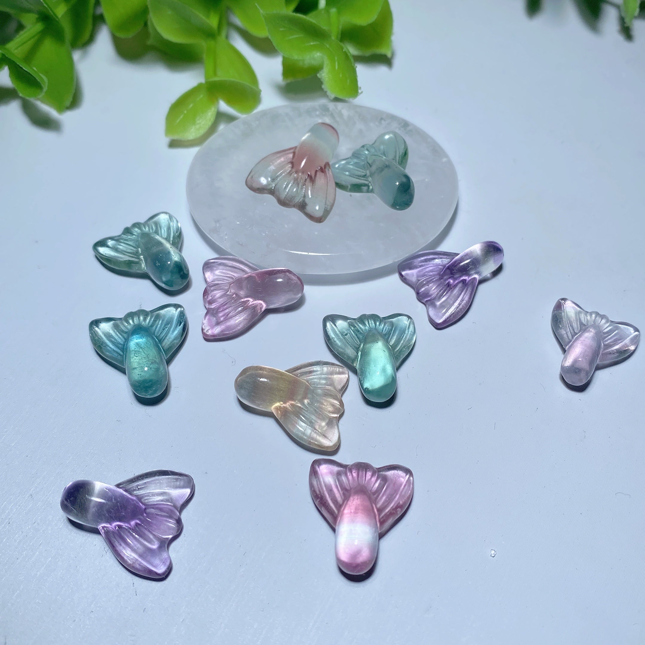 20mm Mini Fluorite Fish Tail Crystal Figurine for Healing