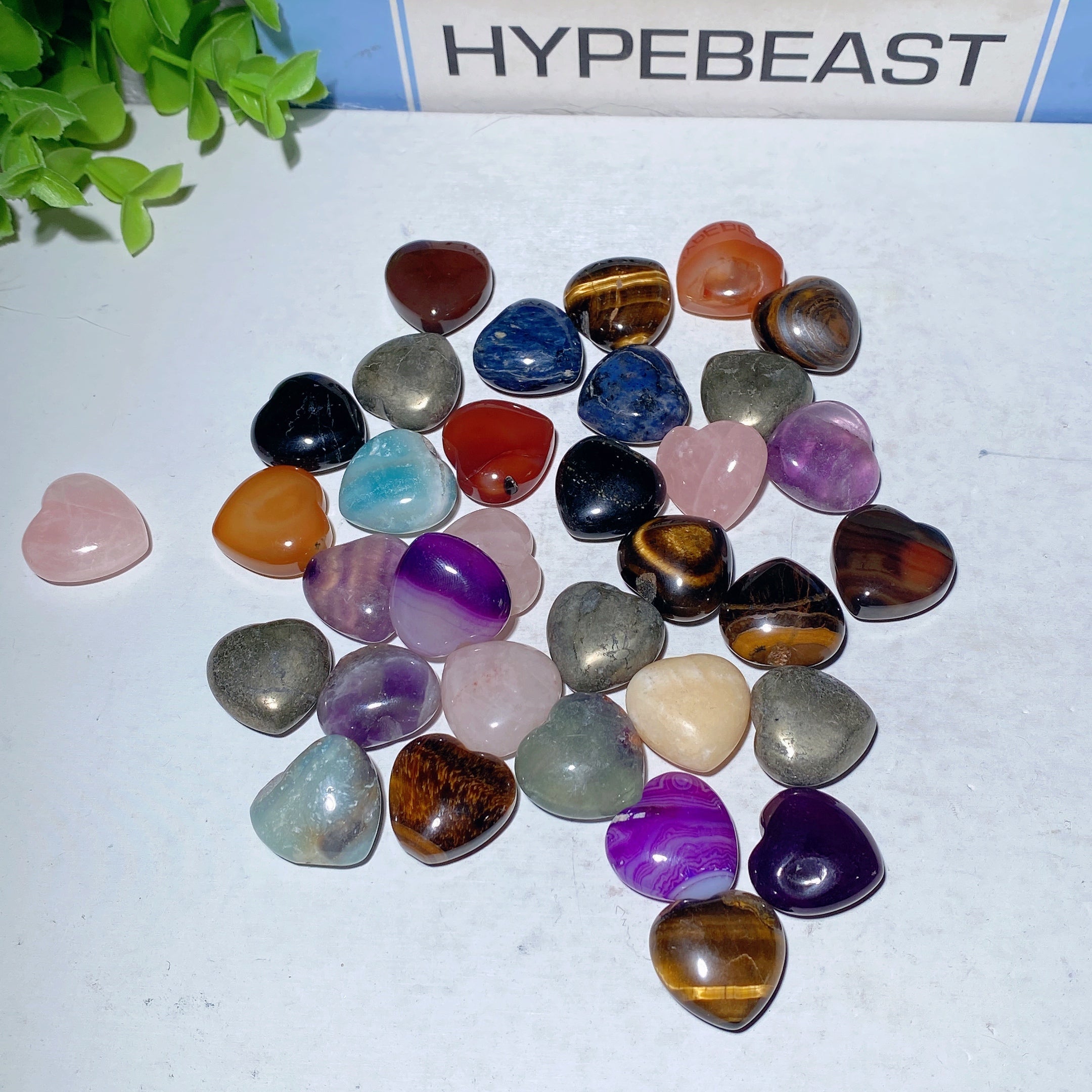 20mm Mixed Crystal Heart Carvings for Healing & Love