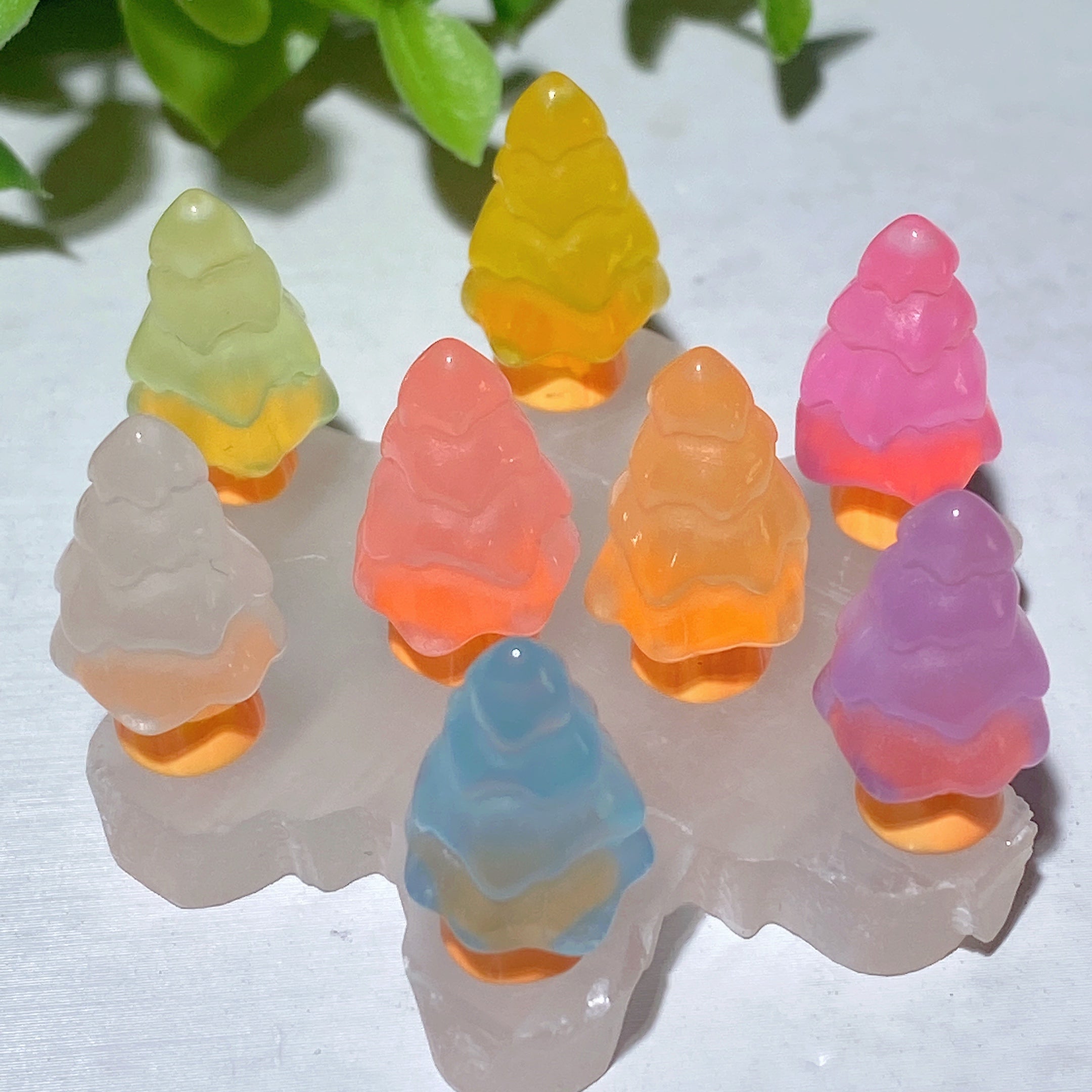 20mm Resin Luminous Mini Christmas Tree Crystal Figurines