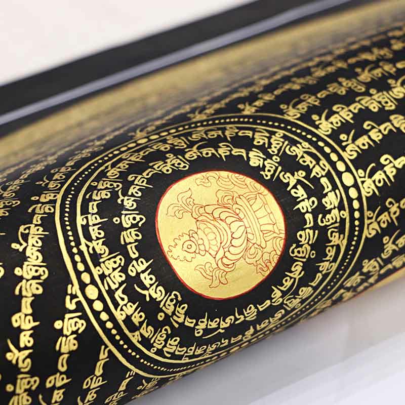 21,65 Zoll tibetisches Thangka-Gemälde Om Mani Padme Hum Schriftdekoration