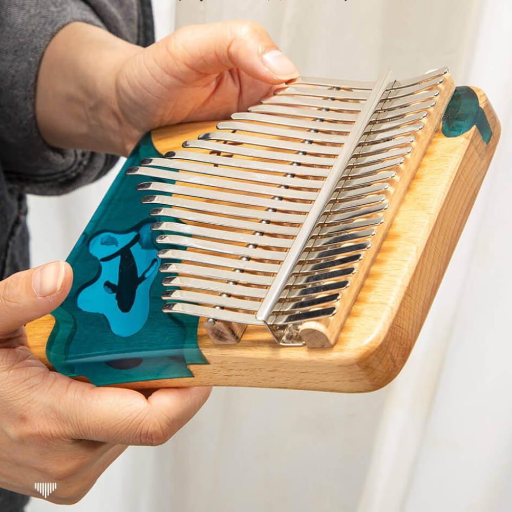 21 Key Beech & Resin C Tone Kalimba Thumb Piano (Deep Sea Blue) - 21 Keys / Beech / Epoxy Resin