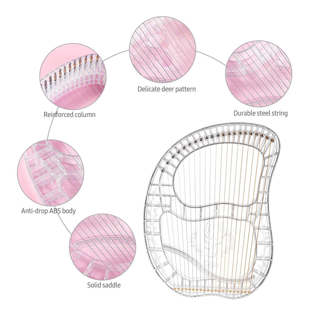 21-saitiges Lyra-Harfeninstrument aus Kristallglas, ABS-PC