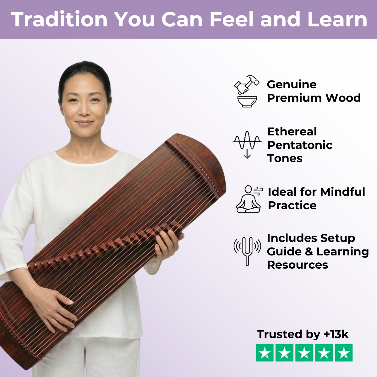 Tragbares chinesisches Guzheng-Zither-Instrument mit 21 Saiten